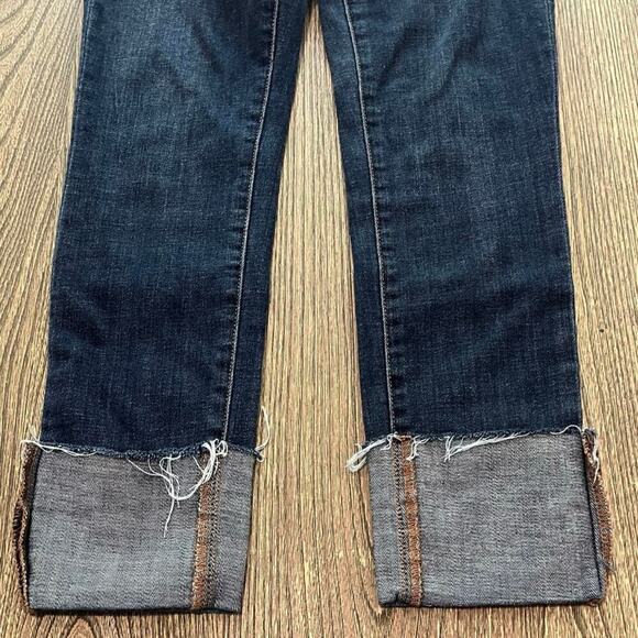 Joe's Straight Cuff-Cut Crop Jeans Mid Rise Denim Stretch Dark Wash Blue Size 27 - Picture 3 of 12